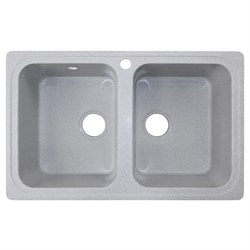 AZARIO Кухонная мойка Alba 780x490x190 двойная, искусственный мрамор, сифон в комплекте, цвет серый (CS00105219) CS00105219