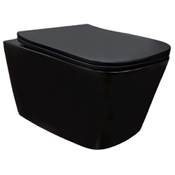 AZARIO Унитаз подвесной Cascad-Black 360х520х365 безободковый, система смыва "скрытое Торнадо", с быстросъемным сиденьем "Микролифт", черный матовый (AZ-2303A-MB) AZ-2303A-MB