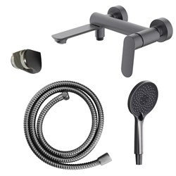 AZARIO Cмеситель для ванны Alanti с ручным душем, керамический картридж, шланг 150 см, графит (AZ-K3032GR) AZ-K3032GR