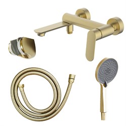 AZARIO Cмеситель для ванны Alanti с ручным душем, керамический картридж, шланг 150 см, золото матовое (AZ-K3032MG) AZ-K3032MG