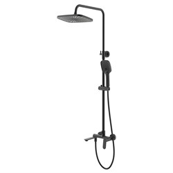 AZARIO Душевая система Alanti с квадратным тропическим душем, керамический картридж, шланг 150 см, черный матовый (AZ-K2332-1B) AZ-K2332-1B