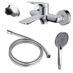 AZARIO Смеситель для ванны Lursy с ручным душем, керамический картридж, шланг 150 см, хром (AZ-K3049) AZ-K3049