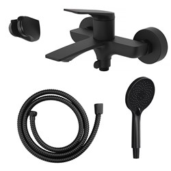 AZARIO Смеситель для ванны Lursy с ручным душем, керамический картридж, шланг 150 см, черный матовый (AZ-K3049B) AZ-K3049B