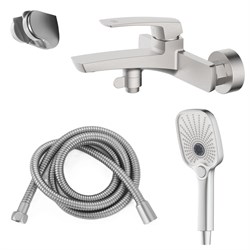 AZARIO Смеситель для ванны Conda с ручным душем, керамический картридж, шланг 150 см, сатин (AZ-K3011BN) AZ-K3011BN