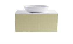 ASTRA-FORM Тумба подвесная М-40 100см 1ящ цв RAL1013 мат./волна, раковина Атрия бел гл., столешница Solid бел гл. 4631177713293