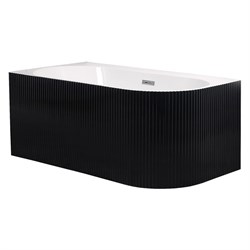 AZARIO Ванна акриловая LAGO BLANCO BLACK 1700х750х580 пристенная, левосторонняя, в комплекте с сифоном и металлической рамой, белый глянец/черный матовый (AZ-6724-1CLB 17075) AZ-6724-1CLB 17075