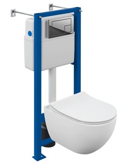 CERSANIT Комплект BRASKO SMART CO DPL EO slim инсталляция VECTOR кнопка CORNER пластик хром глянцевый A68278