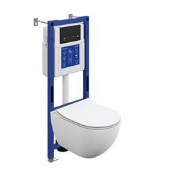 CERSANIT Комплект BRASKO SMART DPL EO slim инсталляция AQUA 40 SMART M кнопка ESTETICA пластик черный матовый с рамкой хром LP A69320