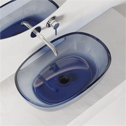 ABBER Раковина накладная прозрачная  Kristall AT2805Saphir синяя AT2805Saphir