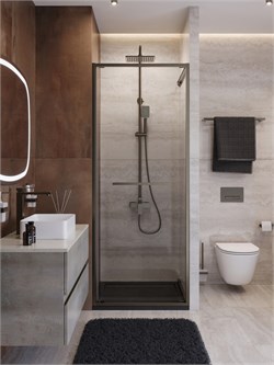 CEZARES Lux Душевая дверь в нишу раздвижная ширина 80 см, цвет профиль - оружейная сталь / стекло - прозрачное LUX-B-FS-1-80-C-GM