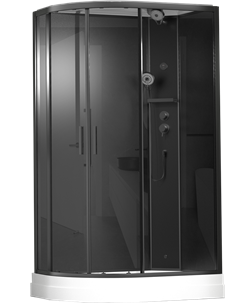 TIMO Premium ILMA Black 902 R душевая кабина с крышей, хамам и стульчиком 120*80*222 ILMA902RB-roof-902R-T-STILMA-T-CH/C