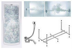 TIMO Комплект Акриловая ванна HELLA1575 150*75*63+Каркас + Слив-перелив+Гидромассаж 6 форсунок+Гидромассаж спины 3 форсунки HELLA1575-KT15-SPV1505-T-CM-T-BM