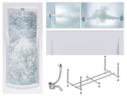 TIMO Комплект Акриловая ванна HELLA1575 150*75*63+Каркас + Слив-перелив+Гидромассаж 6 форсунок+Гидромассаж спины 3 форсунки+Фронтальная панель HELLA1575-KT15-SPV1505-T-CM-T-BM-FP15H