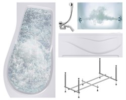 TIMO Комплект Акриловая ванна VINO1590R 150*90*66+Каркас + Слив-перелив+Гидромассаж 6 форсунок+Фронтальная панель VINO1590R-KTVINO15-SPV1505-T-CM-FPVINO15R