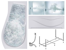 TIMO Комплект Акриловая ванна VINO1590R 150*90*66+Каркас + Слив-перелив+Гидромассаж 6 форсунок+Гидромассаж спины 3 форсунки+Фронтальная панель VINO1590R-KTVINO15-SPV1505-T-CM-T-BM-FPVINO15R