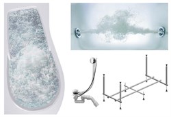 TIMO Комплект Акриловая ванна VINO1792L 170*92*66+Каркас + Слив-перелив+Гидромассаж 6 форсунок VINO1792L-KTVINO17-SPV1505-T-CM