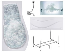 TIMO Комплект Акриловая ванна VINO1792L 170*92*66+Каркас + Слив-перелив+Гидромассаж 6 форсунок+Фронтальная панель VINO1792L-KTVINO17-SPV1505-T-CM-FPVINO17L