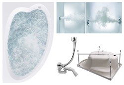 TIMO Комплект Акриловая ванна IVA1595R 150*95*70+Каркас + Слив-перелив+Гидромассаж 6 форсунок+Гидромассаж спины 3 форсунки IVA1595R-KTIVA15-SPV1505-T-CM-T-BM