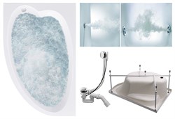 TIMO Комплект Акриловая ванна IVA1610L 160*100*70+Каркас + Слив-перелив+Гидромассаж 6 форсунок+Гидромассаж спины 3 форсунки IVA1610L-KTIVA16-SPV1505-T-CM-T-BM