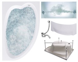 TIMO Комплект Акриловая ванна IVA1610R 160*100*70+Каркас + Слив-перелив+Гидромассаж 6 форсунок+Фронтальная панель IVA1610R-KTIVA16-SPV1505-T-CM-FPIVA16R