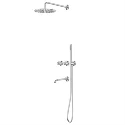 ABBER Душевая система Wasser Kreis 316 AF8150BST скрытого монтажа с изливом, термостат, сталь брашированная AF8150BST