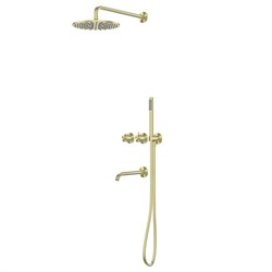 ABBER Душевая система Wasser Kreis 316 AF8150BG скрытого монтажа с изливом, термостат, золото брашированное AF8150BG