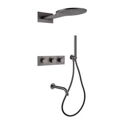 ABBER Душевая система Wasser Kreis AF8150NG скрытого монтажа с изливом, термостат, никель AF8150NG