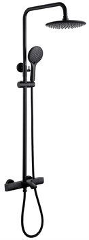 ABBER Душевая стойка Thermostat AF8516BL с термостатом и изливом, черный матовый AF8516BL