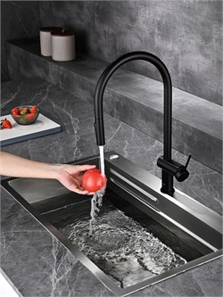 AQUAme AQM9901MB  Cucina Смеситель для кухни с выдвижным U-образным изливом,черный матовый AQM9901MB