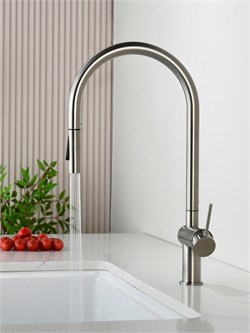 AQUAme AQM9901BN  Cucina Смеситель для кухни с выдвижным U-образным изливом,никель шлифованный AQM9901BN