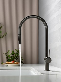 AQUAme AQM9901GM  Cucina  Смеситель для кухни с выдвижным U-образным изливом, металл AQM9901GM