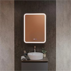 AQUAme AQM9203 600х800 Зеркальный шкаф ПРАВЫЙ с подсветкой, подогревом и часами, корпус Антрацит AQM9203