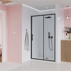 VECONI Душевая дверь Evo 100 B, 1500x1950, черный матовый, стекло прозрачное E1-B-150-01-C9