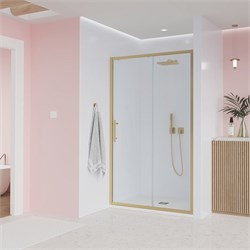 VECONI Душевая дверь Evo 100 G, 1400x1950, золото брашинг, стекло прозрачное E1-G-140-01-C9