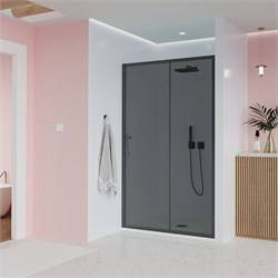 VECONI Душевая дверь Evo 100 GR, 1500x1950, графит брашинг, стекло тонированное матовое E1-GR-150-12-C9