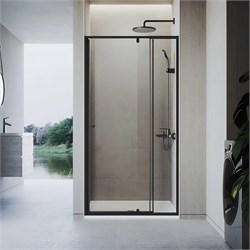 VECONI Душевая дверь распашная Vianno VN-26B, 1200x1950, Черный матовый, стекло прозрачное VN26B-120-01-C8