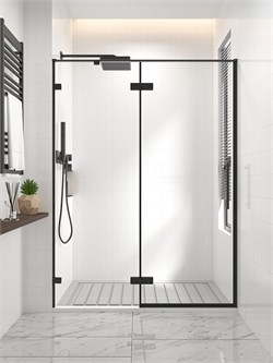 VECONI Душевая дверь распашная  Premium Alassio B, 1200х2000, черный матовый, стекло прозрачное осветленное AL-120-00-B-C4