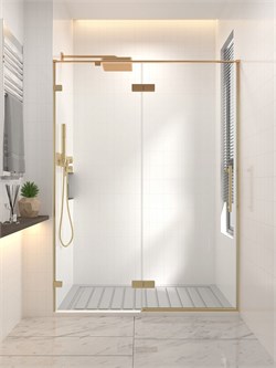 VECONI Душевая дверь распашная  Premium Alassio G, 1200х2000, брашированное золото, стекло прозрачное осветленное AL-120-00-G-C4