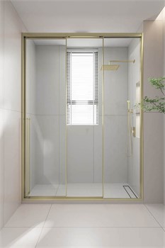 VECONI Душевая дверь раздвижная Premium Prato 300 G-R, 1100х2000, золото брашированный, стекло прозрачное PR3/R-110-01-G-C4