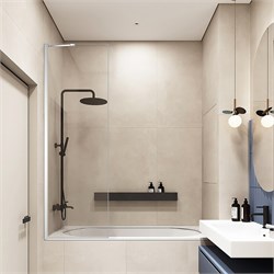 VECONI Шторка на ванну Palau PL-84, 500x1500, хром, стекло прозрачное PL84-50-01-C8