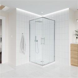 VECONI Душевой угол квадратный, двери раздвижные  Evo 300 CH, 900х900x1950, хром, прозрачное стекло E3-CH-9090-01-C9