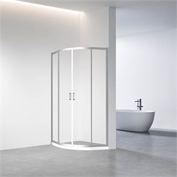 VECONI Душевой угол полукруглый, двери раздвижные Rovigo RV-01, 800x800x1950, хром, стекло прозрачное RV01-80-01-C7