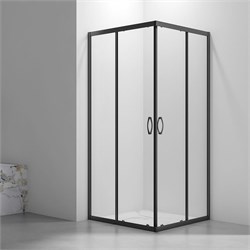 VECONI Душевой угол квадратный, двери раздвижные Rovigo RV-101B, 900x900x1900, черный, стекло прозрачное RV101B-90-01-C4