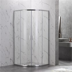 VECONI Душевой угол полукруглый, двери раздвижные Rovigo RV-202B, 900x900x1900, черный, стекло прозрачное RV202B-90-01-C4