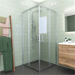 VECONI Душевой угол квадратный, двери раздвижные Rovigo RV-11, 900x900x1950, хром, стекло прозрачное RV11-90-01-C5