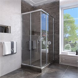 VECONI Душевой угол квадратный, двери раздвижные Rovigo RV-113, 800x800x1850, хром, стекло прозрачное RV113-80-01-C4
