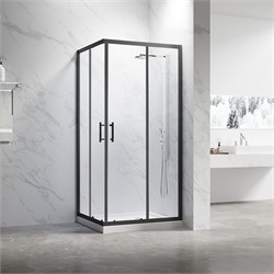 VECONI Душевой угол прямоугольный, двери раздвижные Rovigo RV-27B, 1000х900х1900, черный, стекло прозрачное RV27B-10090-01-C8