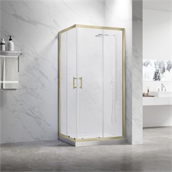 VECONI Душевой угол прямоугольный, двери раздвижные Rovigo RV-27G, 1200x800x1900, золото брашинг, прозрачное стекло RV27G-12080-01-C8