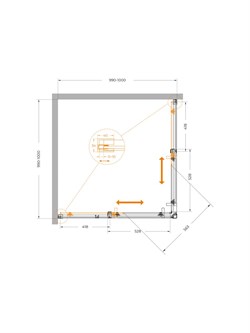 CEZARES Plane Душевой уголок квадратный двери раздвижные размер 100x100 см, профиль - хром / стекло - прозрачное PLANE-A-2-100-C-CR