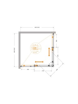 CEZARES Plane Душевой уголок квадратный двери раздвижные размер 90x90 см, профиль - сатин / стекло - прозрачное PLANE-A-2-90-C-IN
